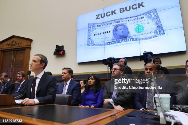 Facebook co-founder and CEO Mark Zuckerberg testifies before the House Financial Services Committee in the Rayburn House Office Building on Capitol...