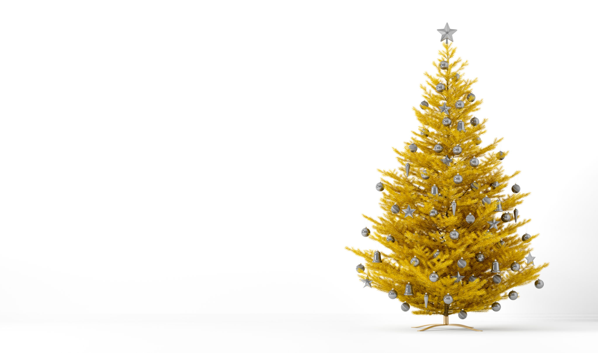 Interior of living room with decorated golden Christmas or new year tree 3d rendering Interior of living room with decorated golden Christmas or new year tree 3d rendering