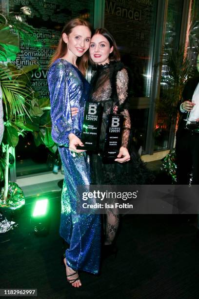 Model and award winner Anna Wilken and influencer and award winner Vanessa Tamkan at the "Place To B Awards" at Axel-Springer-Haus on November 16,...