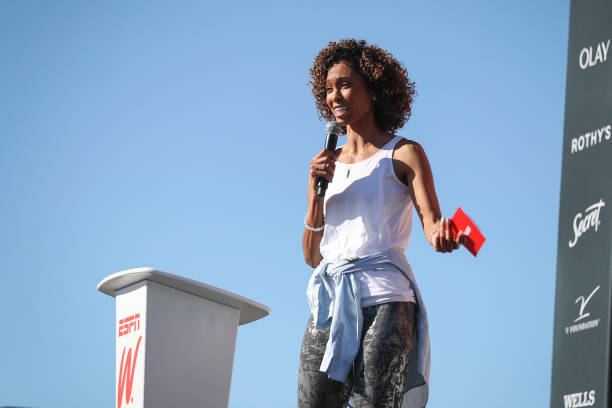 SportsCenter anchor Sage Steele at the espnW Women + Sports Summit held at The Resort at Pelican Hill on October 23, 2019 in Newport Beach,...
