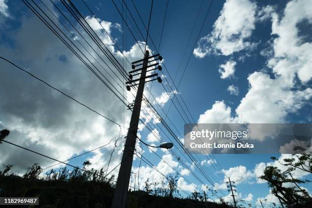 power restoration in puerto rico - puerto rico hurricane stock pictures, royalty-free photos & images