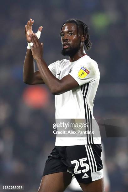 Josh Onomah of Fulham acknowledges the fans during the Sky Bet Championship match between Fulham and Luton Town at Craven Cottage on October 23, 2019...