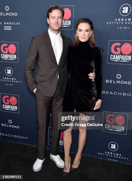 Armie Hammer and Elizabeth Chambers arrive at the Go Campaign's 13th Annual Go Gala at NeueHouse Hollywood on November 16, 2019 in Los Angeles,...