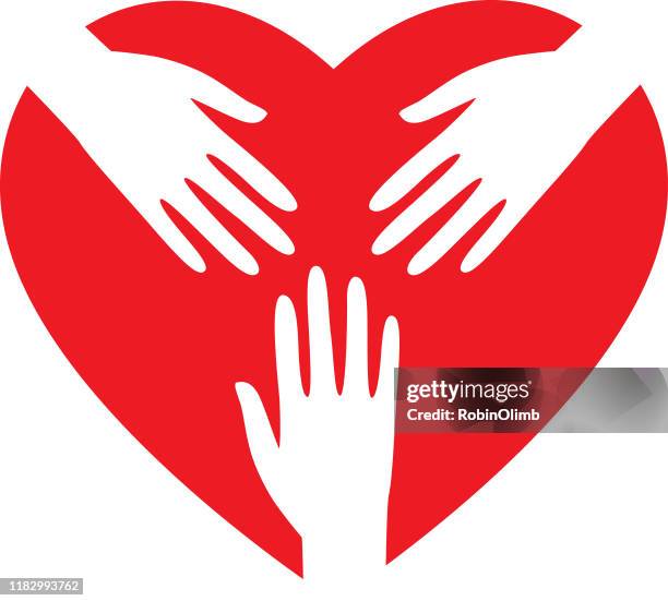 red heart white hands  icons - giving tuesday stock illustrations