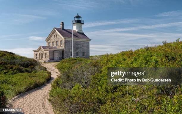 path to block island's north lighthouse - rhode island stock pictures, royalty-free photos & images