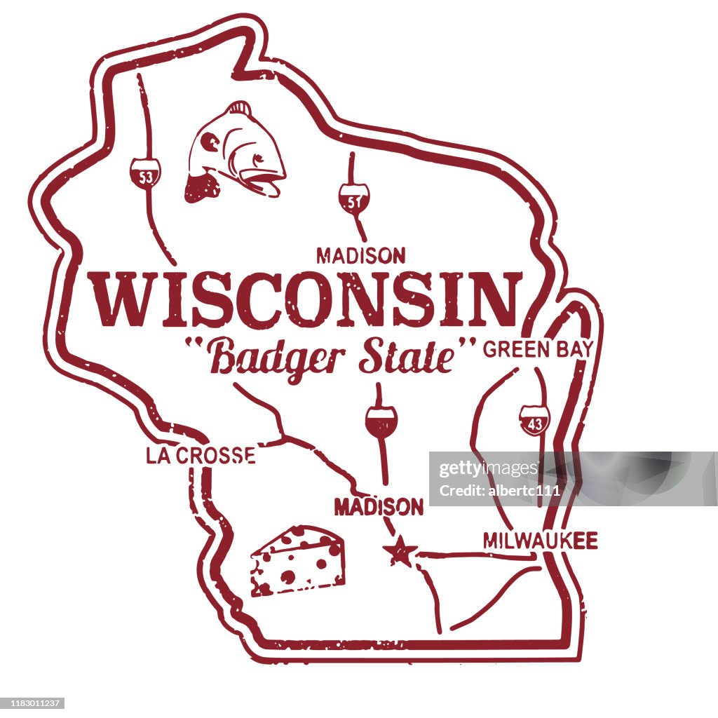 Retro Wisconsin Reisestempel