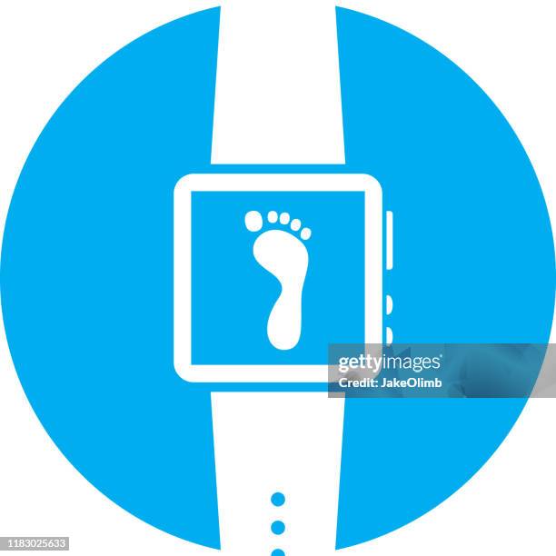 illustrations, cliparts, dessins animés et icônes de silhouette smart watch foot icon - podomètre