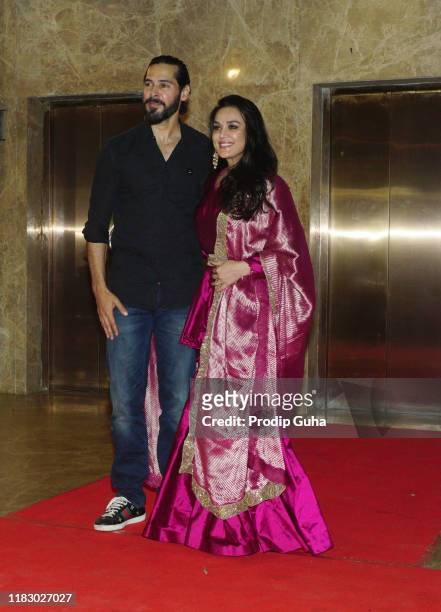 Indian actor Dino Morea and Preity Zinta attend film producer Ramesh Taurani's Diwali bash on October 23, 2019 in Mumbai, India.