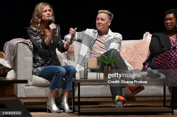 Glennon Doyle, Abby Wambach and Ashley C. Ford speak on stage at Together Live at Taft Theatre on October 23, 2019 in Cincinnati, Ohio.