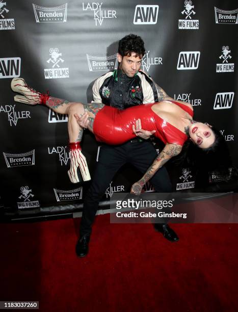 Adult film actor Small Hands picks up his wife, adult film actress/director Joanna Angel, as they attend the world premiere of the film...
