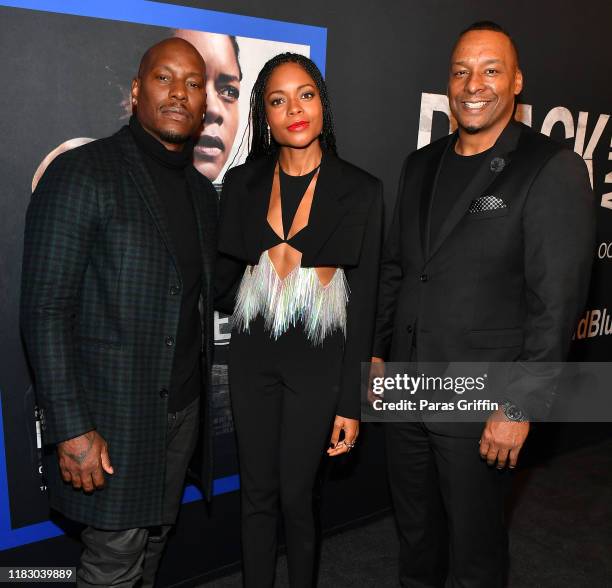 Tyrese Gibson, Naomie Harris, and Deon Taylor attend "Black and Blue" Atlanta special screening at The Plaza Theatre on October 23, 2019 in Atlanta,...