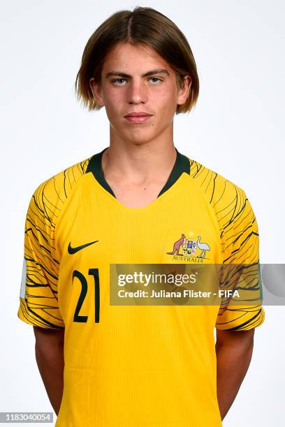 Cameron Peupion poses during the U17 Australia team presentation⁄ on October 23, 2019 in Goiania, Brazil.