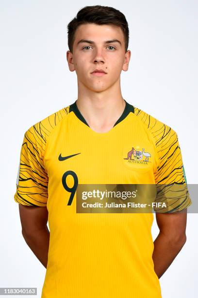 Noah Botic poses during the U17 Australia team presentation⁄ on October 23, 2019 in Goiania, Brazil.