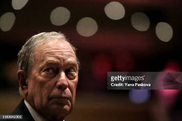 Michael Bloomberg prepares to speak at the Christian Cultural Center on November 17, 2019 in the Brooklyn borough of New York City. Reports indicate...