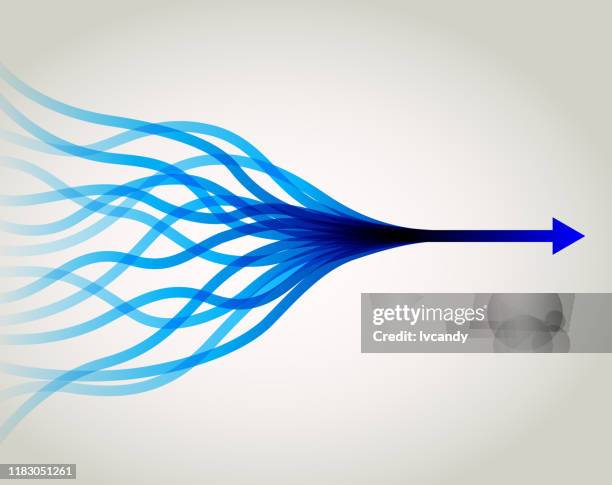illustrations, cliparts, dessins animés et icônes de fusionner les flèches vers l'avant (concept de travail d'équipe) - emmêlé