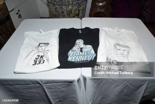 James Kennedy merchandise at the Los Angeles launch party for JamesKennedy.shop at SUR Lounge on October 23, 2019 in Los Angeles, California.