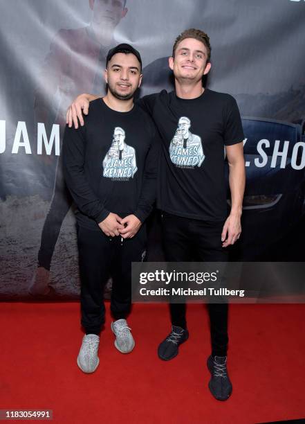 Brandon Avilez and James Kennedy attend the Los Angeles launch party for JamesKennedy.shop at SUR Lounge on October 23, 2019 in Los Angeles,...