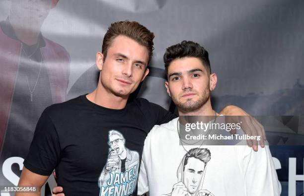 Personality James Kennedy and Heart Rob attend the Los Angeles launch party for JamesKennedy.shop at SUR Lounge on October 23, 2019 in Los Angeles,...