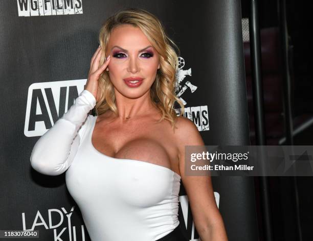 Adult film actress Nikki Benz attends the world premiere of the film "LadyKillerTV" at the Brenden Theatres inside Palms Casino Resort on October 23,...