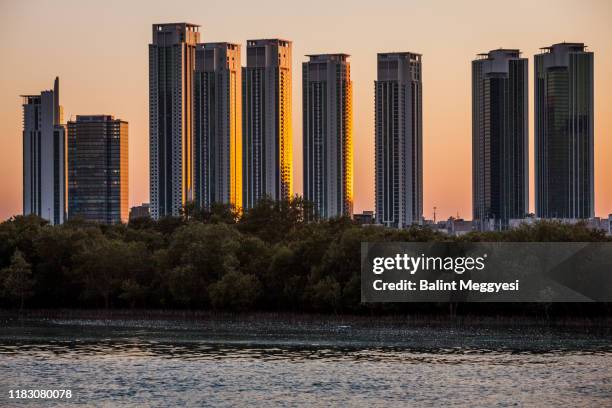 al reem island - shams abu dhabi - abu dhabi mangroves stock pictures, royalty-free photos & images