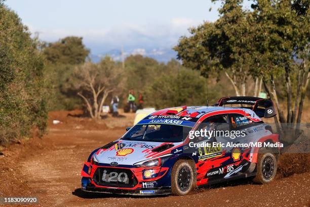 Dani Sordo and Carlos del Barrio of Hyundai Motorsport during the shakedown of the Rally Racc Catalunya on October 24, 2019 in Salou, Spain.