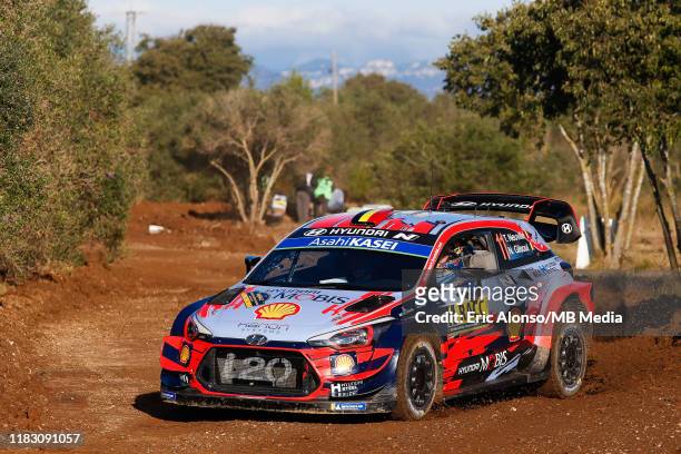 Thierry Neuville and Nicolas Gilsoul of Hyundai Motorsport during the shakedown of the Rally Racc Catalunya on October 24, 2019 in Salou, Spain.
