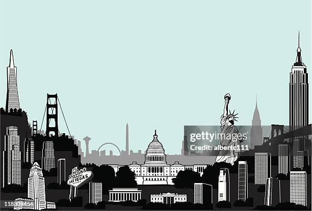 stockillustraties, clipart, cartoons en iconen met mega superscape of america - chrysler building