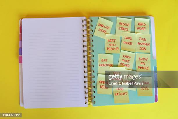 new year resolutions on diary - busy schedule stock pictures, royalty-free photos & images