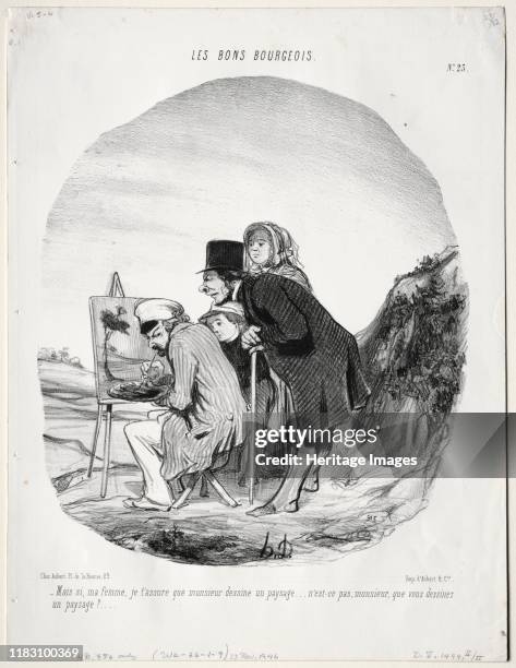 The Good Bourgeois, Plate 23: "But yes, my dear, I assure you that this gentleman is drawing a landscape...is it not so, sir, that you are drawing a...