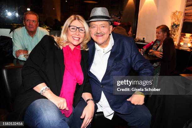 Joseph Hannesschlaeger and his wife Bettina Geyer during the premiere of the film "Schmucklos" at Rio Filmpalast on November 17, 2019 in Munich,...