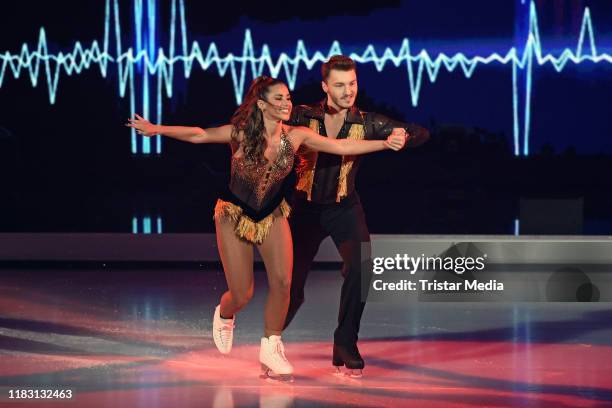 Sarah Lombardi, Joti Polizoakis during the 2nd SAT.1 Live TV show 'Dancing on Ice' at MMC TV Studios on November 17, 2019 in Cologne, Germany.