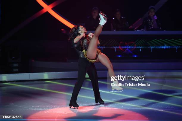 Sarah Lombardi, Joti Polizoakis during the 2nd SAT.1 Live TV show 'Dancing on Ice' at MMC TV Studios on November 17, 2019 in Cologne, Germany.