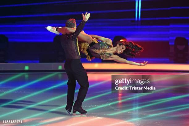 Sarah Lombardi, Joti Polizoakis during the 2nd SAT.1 Live TV show 'Dancing on Ice' at MMC TV Studios on November 17, 2019 in Cologne, Germany.