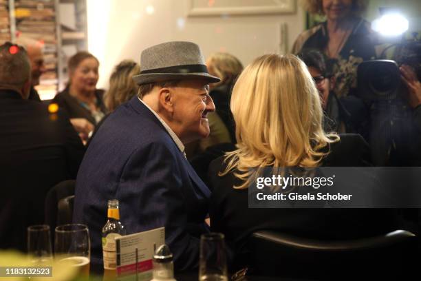 Joseph Hannesschlaeger and his wife Bettina Geyer during the premiere of the film "Schmucklos" at Rio Filmpalast on November 17, 2019 in Munich,...