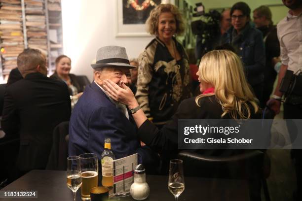 Joseph Hannesschlaeger and his wife Bettina Geyer during the premiere of the film "Schmucklos" at Rio Filmpalast on November 17, 2019 in Munich,...