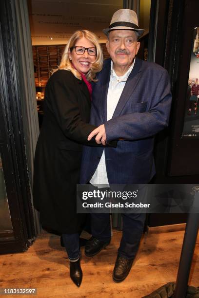 Joseph Hannesschlaeger and his wife Bettina Geyer during the premiere of the film "Schmucklos" at Rio Filmpalast on November 17, 2019 in Munich,...