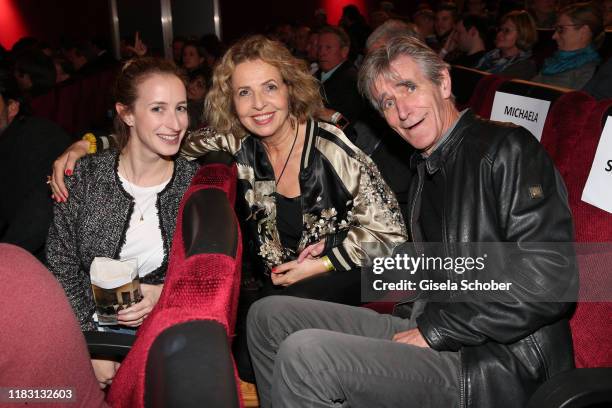 Michaela May and her daughter Lilian Schiffer and her husband Bernd Schadewald during the premiere of the film "Schmucklos" at Rio Filmpalast on...