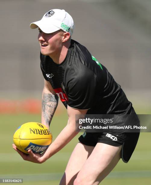 John Noble of the Magpies in action during the Collingwood Magpies training session at Olympic Park Oval on November 18, 2019 in Melbourne, Australia.