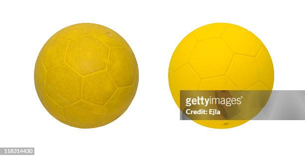 yellow ball, clean and dirty - handball stock pictures, royalty-free photos & images
