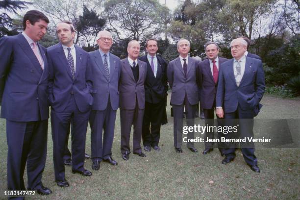 French Prime minister Edouard Balladur in China, with the whole french delegation, including Patrick Balkany, Alain Juppe and Gerard Longuet 7th...