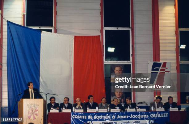 Campaign in Meudon, with Nicolas Sarkozy, Charles Pasqua and Patrick Balkany, 03d August 1993