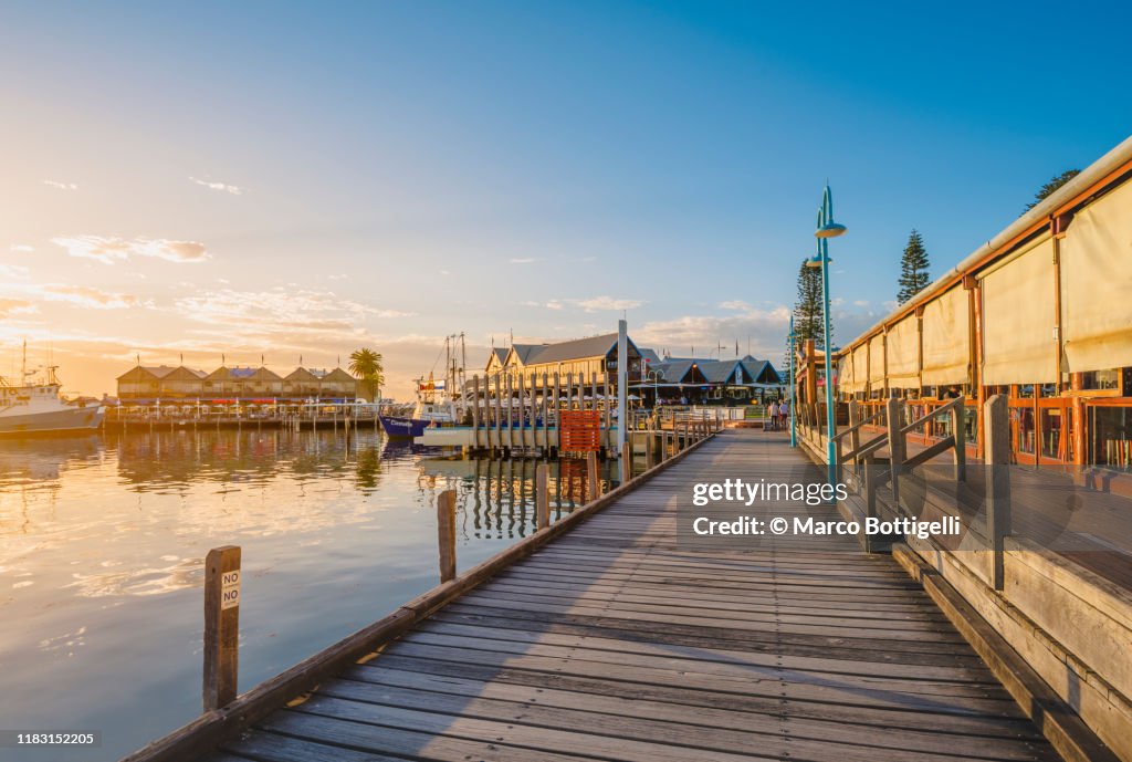 Fremantle waterfront at sunset, Perth, Western Australia.