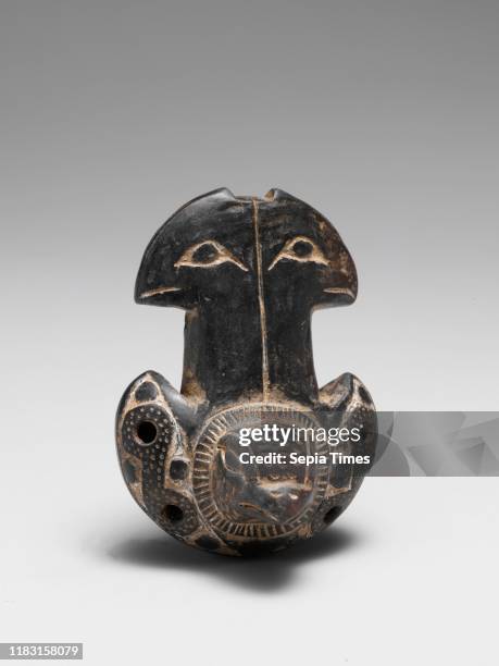 Ocarina, Pre-Columbian, 1300-1500, Sierra Nevada de Santa Marta, Colombia, Tairona People; La Aguja Style, Ceramic, 2 11/16 Ñ 1 15/16 inches ,...