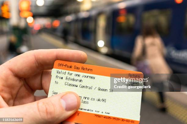 train journey from edinburgh to glasgow - train ticket stock pictures, royalty-free photos & images