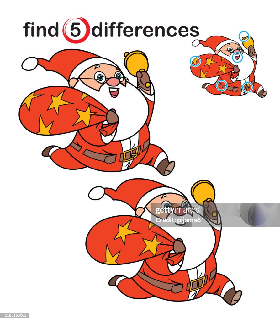 Find Differences Santa Claus And Ringing Bell High-Res Vector Graphic -  Getty Images