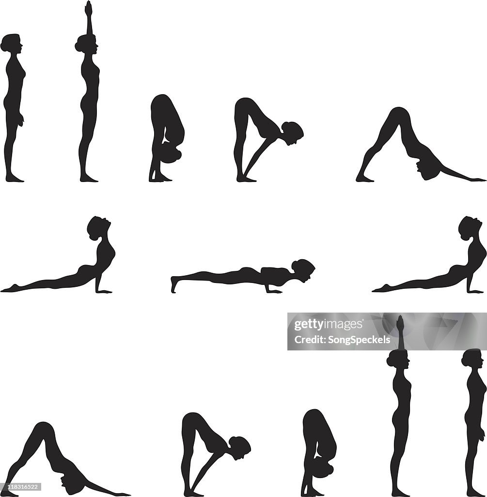 Salutation Graphics Yoga Sun Salutation Silhouette Series High-Res Vector Graphic - Getty ...