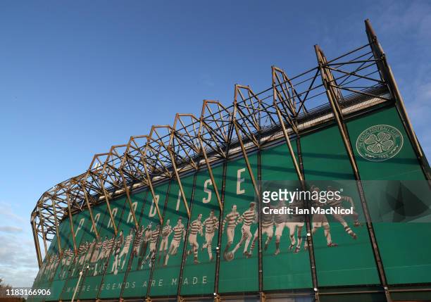 General view inside the stadium prior to the UEFA Europa League group E match between Celtic FC and Lazio Roma at Celtic Park on October 24, 2019 in...