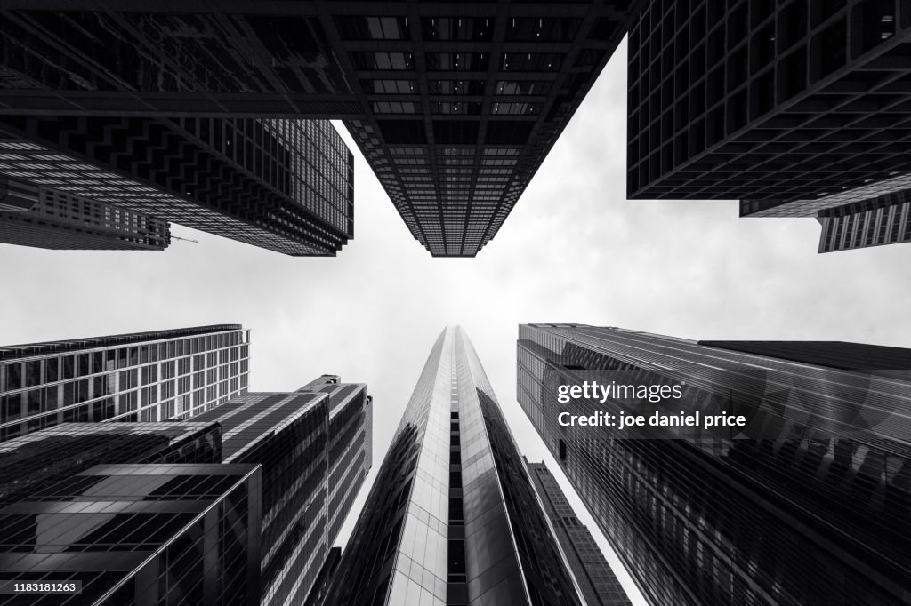 Black and White, Looking Up, Hyatt Center, Chicago, Illinois, America