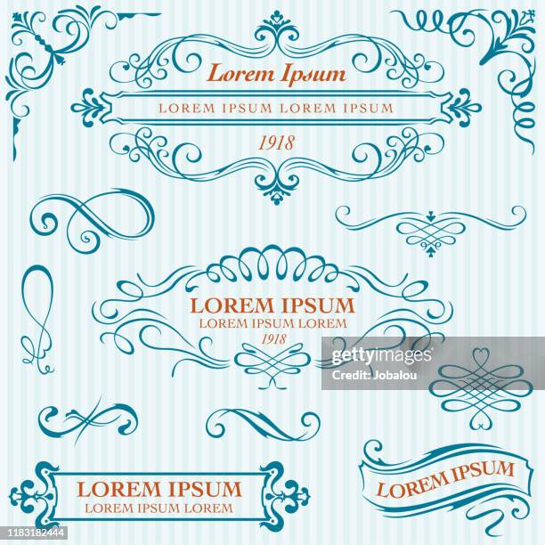 set ornate and scroll elements - filigree stock illustrations