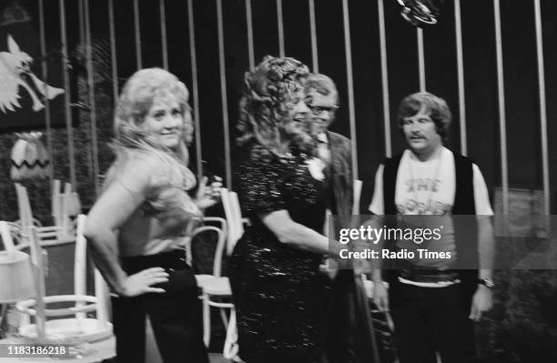 Actress Liz Fraser and comedians Tim Brooke-Taylor, Graeme Garden and Bill Oddie in a sketch from episode 'Caught in the Act' of the BBC television...